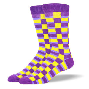 Men's Cool Purple & Yellow Checkered Socks
