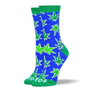 Women's Cool Blue Weed Leaf Socks