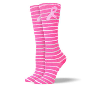 Women's Pink Stripes & Ribbon Compression Socks