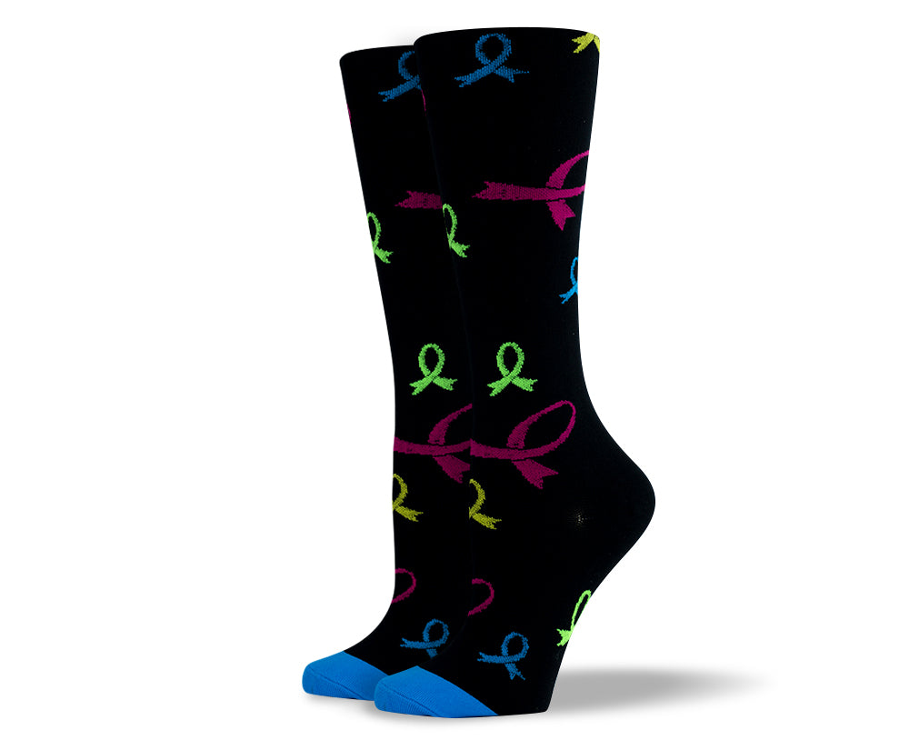 Women's Black Ribbon Compression Socks