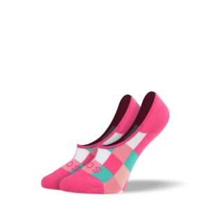 Women's Pink Checkered No Show Socks