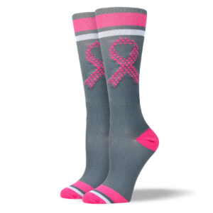 Women's Grey & Pink Ribbon Compression Socks