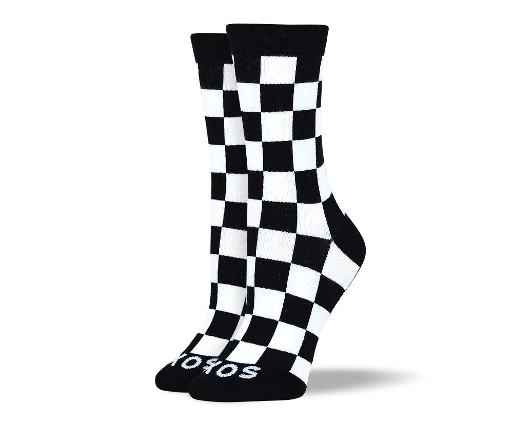Women's Black & White Square Socks