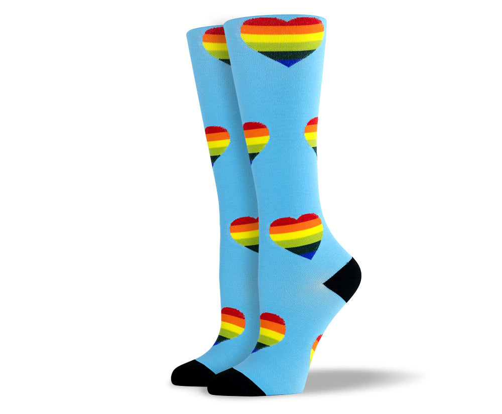 Women's Blue Heart Compression Socks