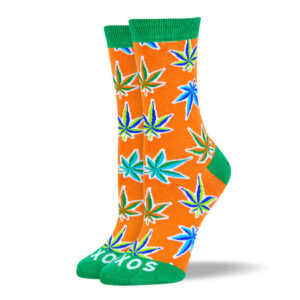 Women's Fun Orange Weed Leaf Socks