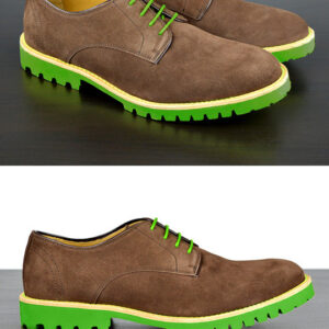 Mens Brown & Green Derby Dress Shoes