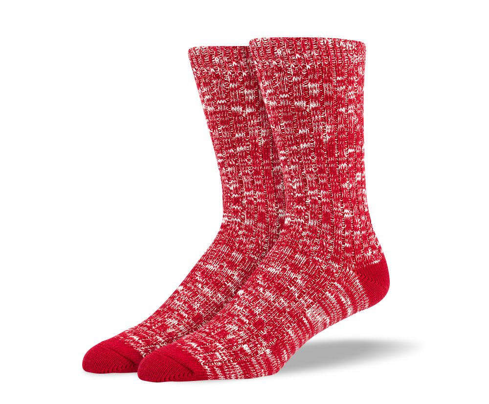 Men's Red Casual Crew Socks