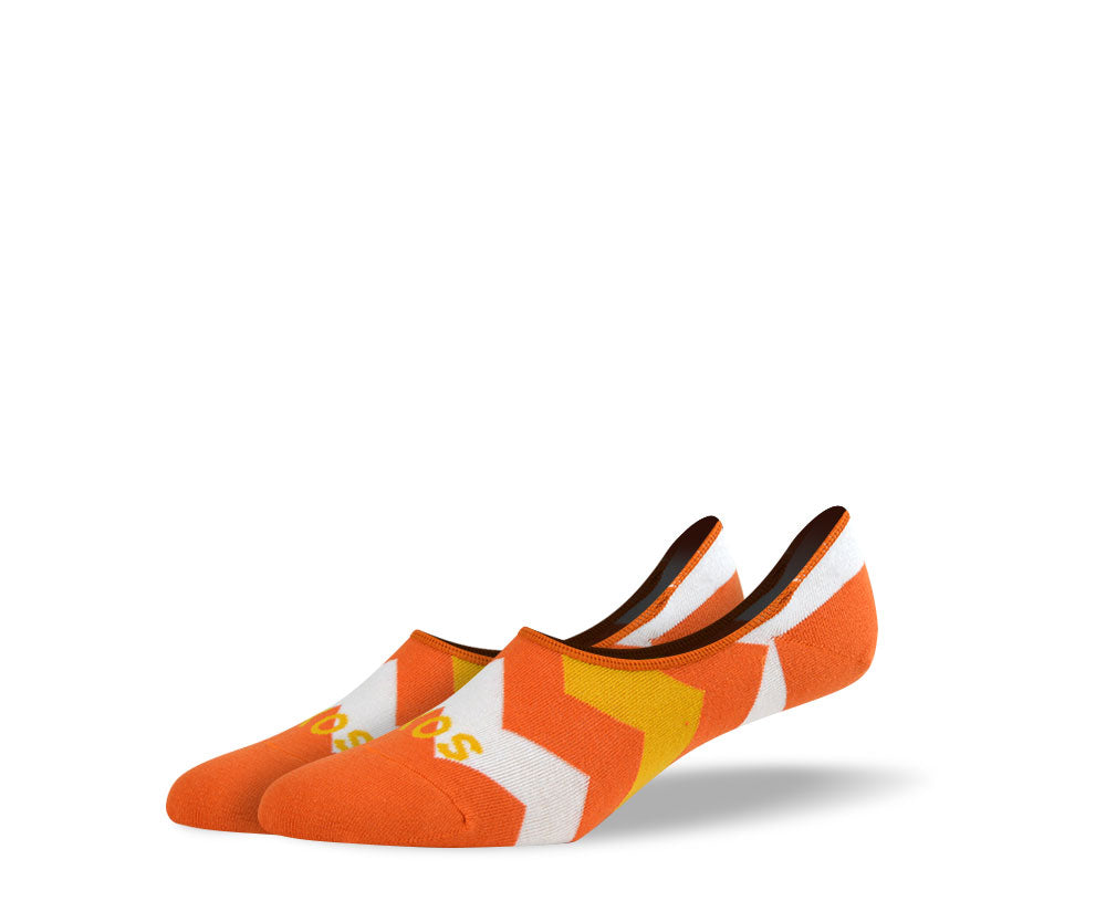 Men's Large Orange Zig Zags No Show Socks
