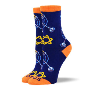 Women's Navy Hanukkah Socks