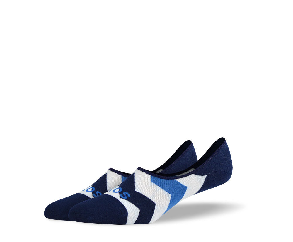 Men's Large Blue Zig Zags No Show Socks