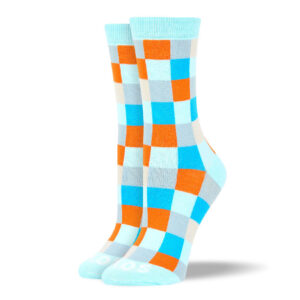 Women's Light Blue Big Square Socks