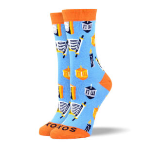 Women's Light Blue Hanukkah Socks