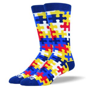Men's Awesome Blue & Red Puzzle Sock