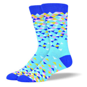 Men's Funky Blue Triangle Dress Socks
