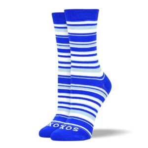 Women's Trendy Blue & White Thin Stripes Socks