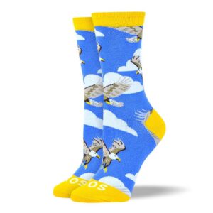 Women's Crazy Blue Flying Bird Socks