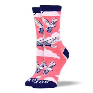 Women's Fun Pink Flying Bird Socks