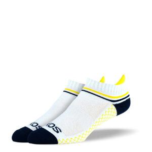 Women's White Yellow Stripes Athletic Ankle Socks