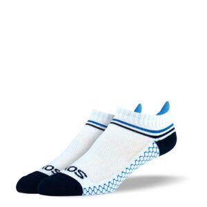 Women's White Blue Stripes Athletic Ankle Socks