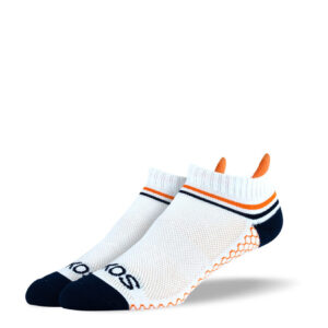 Women's White Orange Stripes Athletic Ankle Socks