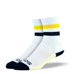 Women's White Yellow Stripes Athletic Crew Socks