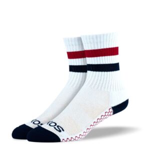 Women's White Red Stripes Athletic Crew Socks