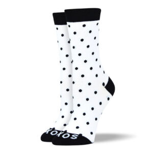 Women's White & Black Polka Dots Socks