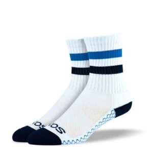 Women's White Blue Stripes Athletic Crew Socks