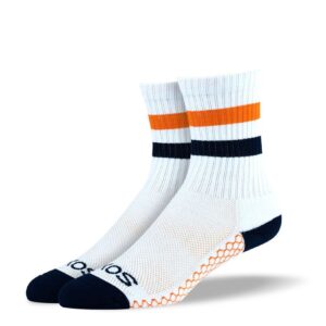 Women's White Orange Stripes Athletic Crew Socks