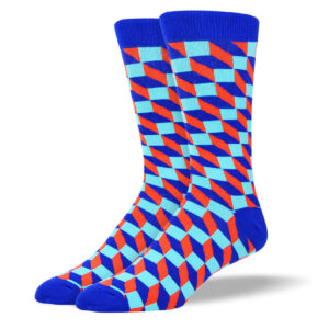 Men's Crazy Blue 3D Cube Socks