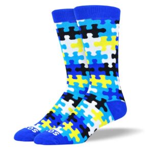 Men's Awesome Blue & Black Puzzle Socks