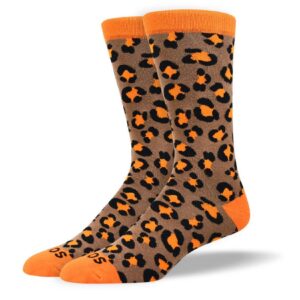 Men's Novelty Orange Leopard Print Socks