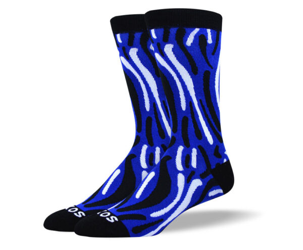 Men's Unique Dark Blue Wave Socks