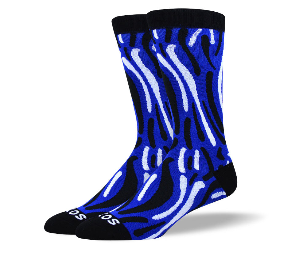 Men's Unique Dark Blue Wave Socks