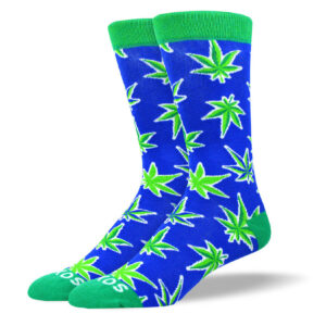 Men's Crazy Blue Weed Leaf Socks