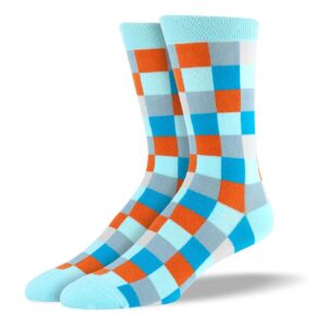 Men's Novelty Light Blue Big Square Socks