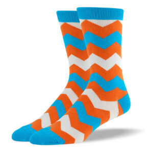 Men's Blue & Orange Zig Zag Stripes Socks