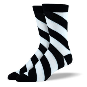 Men's Black & White Diagonal Stripes Socks