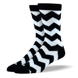 Men's Black & White Zig Zag Socks