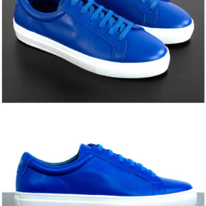 Mens Blue Leather Sneakers