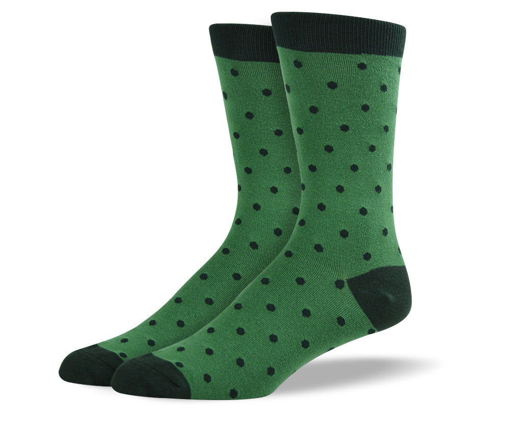 Men's Dark Green Small Polka Dots Socks
