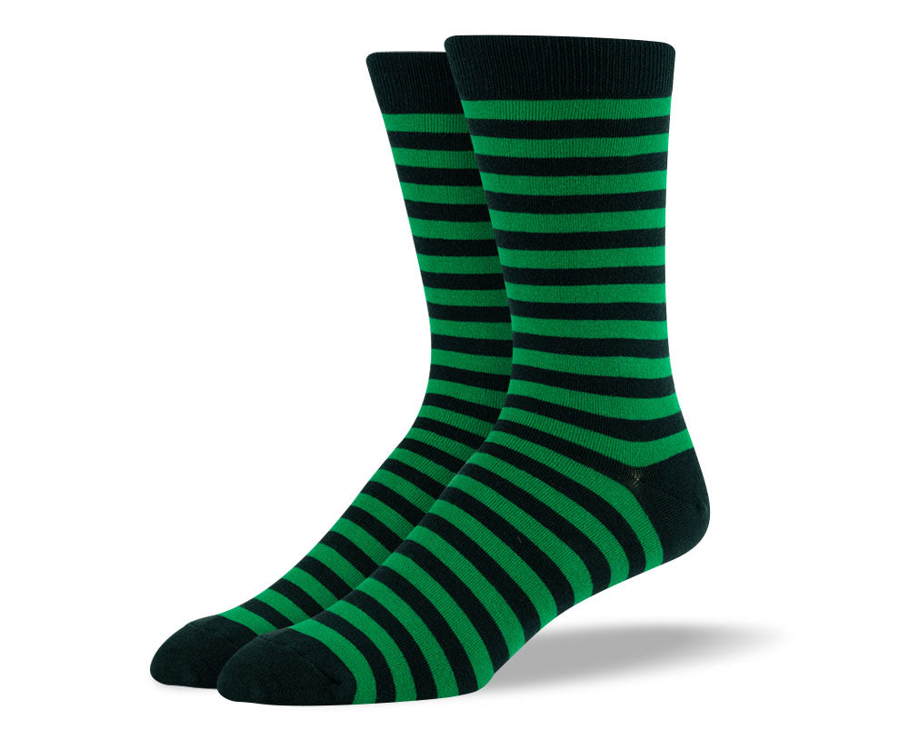 Men's Green & Black Stripes Socks