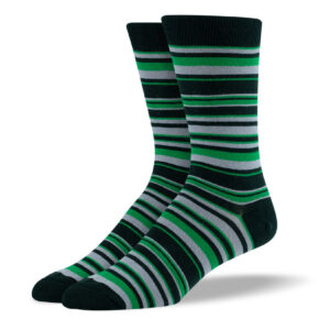 Men's Green & Grey Thin Stripes Socks