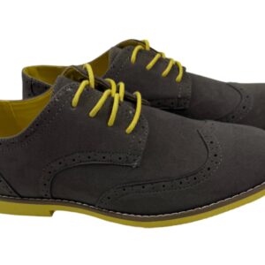 Mens Grey and Yellow Suede Wingtip Dress Shoes