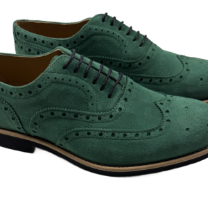 Mens Green Suede Wingtip Dress Shoes