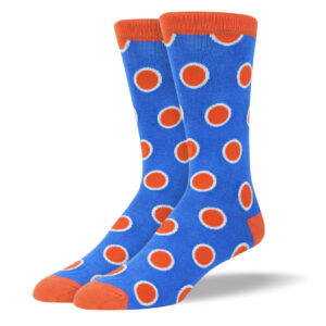 Men's Blue Socks with Orange Dots