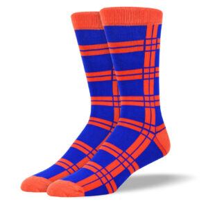 Men's Blue and Orange Squares Socks
