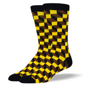 Men's Brown 3D Square Dress Socks