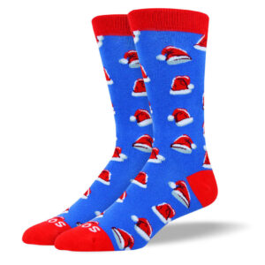 Men's Christmas Socks in Blue Santa Hat