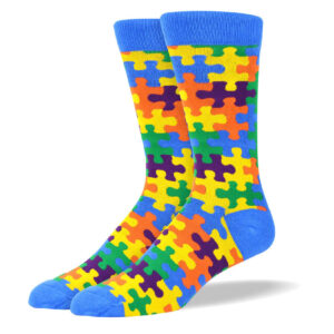 Men's Blue Puzzle Autism Socks